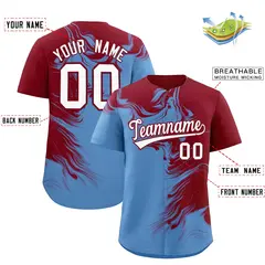 Crimson Powder Blue Ink Pattern Authentic Baseball Jersey 2