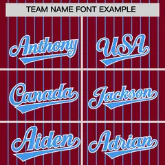 Crimson Powder Blue Pinstripe Two-Tone Baseball Jersey 3