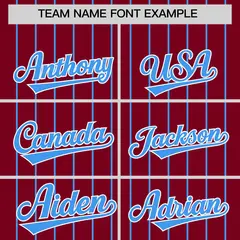 Crimson Powder Blue Pinstripe Two-Tone Baseball Jersey 3