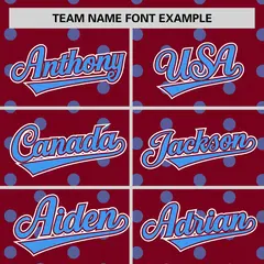 Crimson Powder Blue Polka Dot Graffiti Baseball Jersey 3