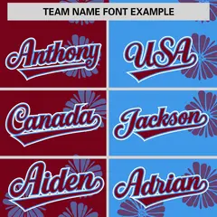 Crimson Powder Blue Split Flower Graffiti Baseball Jersey 3