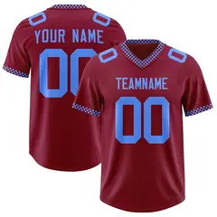 Crimson Powder Blue Square Neckline Football Jersey 1