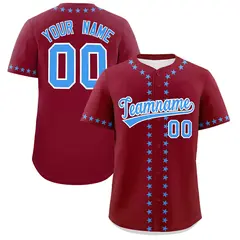 Crimson Powder Blue Star Ribbing Authentic Baseball Jersey 1