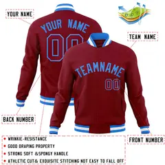 Crimson Powder Blue Varsity Full-Snap Letterman Jacket 4