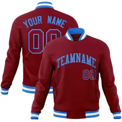 Crimson Powder Blue Varsity Full-Snap Letterman Jacket 1