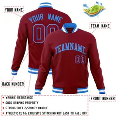 Crimson Powder Blue Varsity Full-Snap Letterman Jacket 4