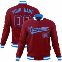 Crimson Powder Blue Varsity Full-Snap Letterman Jacket 1