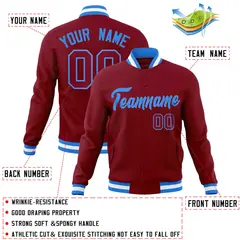 Crimson Powder Blue Varsity Full-Snap Letterman Jacket 4