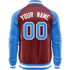 Crimson Powder Blue Varsity Full-Zip Raglan Letterman Baseball Jacket 6