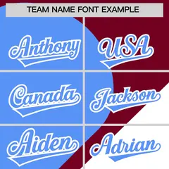 Crimson Powder Blue-White Color Block Half Heart Baseball Jersey 3