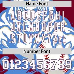 Crimson Powder Blue White Full-Snap Tiger Graffiti Baseball Jersey 7