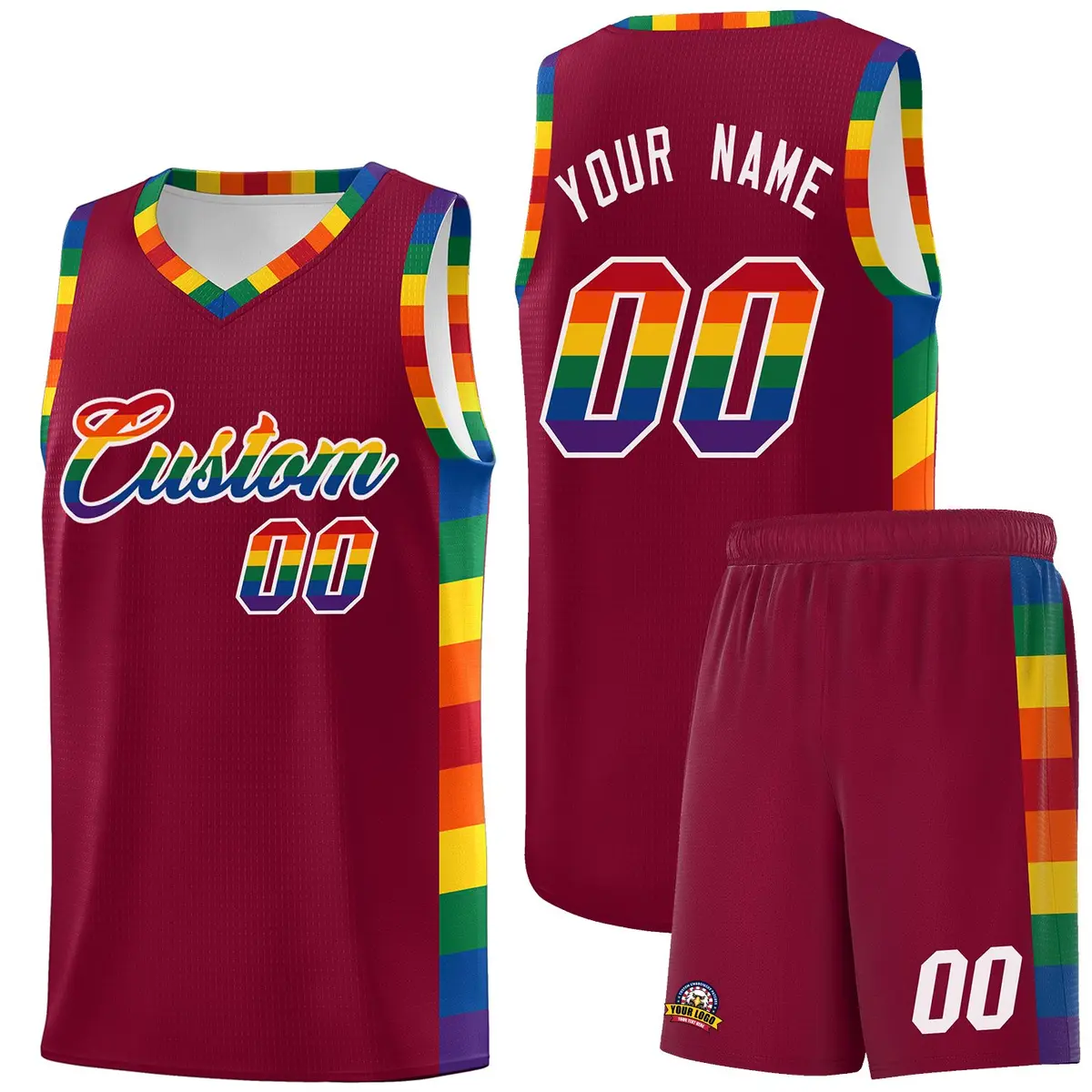 Crimson Pride Month LGBT Rainbow Basketball Jersey