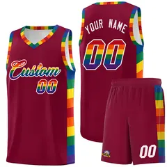 Crimson Pride Month LGBT Rainbow Basketball Jersey