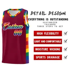 Crimson Pride Month LGBT Rainbow Basketball Jersey 2