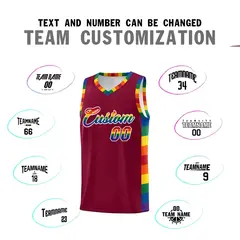 Crimson Pride Month LGBT Rainbow Basketball Jersey 4