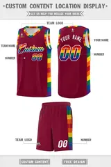 Crimson Pride Month LGBT Rainbow Basketball Jersey 5