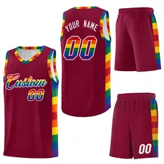 Crimson Pride Month LGBT Rainbow Basketball Jersey 6