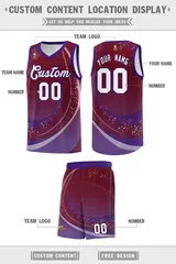 Crimson Purple Galaxy Graffiti Basketball Jersey 2