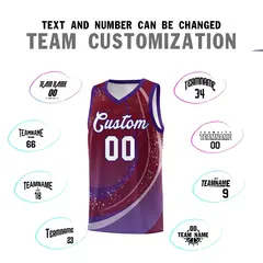 Crimson Purple Galaxy Graffiti Basketball Jersey 3