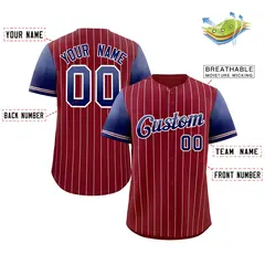 Crimson Purple Navy-White Stripe Gradient Baseball Jersey 2