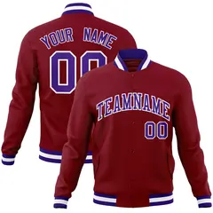 Crimson Purple-White Varsity Full-Snap Letterman Jacket 1