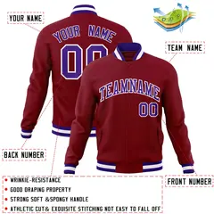 Crimson Purple-White Varsity Full-Snap Letterman Jacket 4