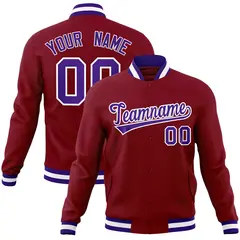 Crimson Purple-White Varsity Full-Snap Letterman Jacket 1