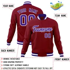 Crimson Purple-White Varsity Full-Snap Letterman Jacket 4