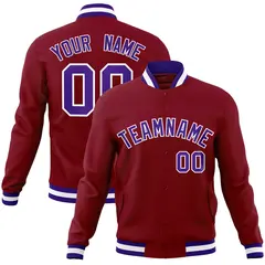 Crimson Purple-White Varsity Full-Snap Letterman Jacket 1