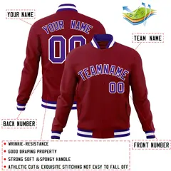 Crimson Purple-White Varsity Full-Snap Letterman Jacket 4
