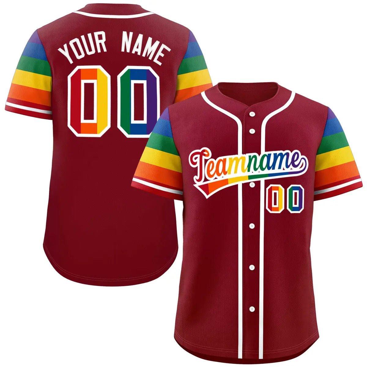 Crimson Rainbow Pride Month Raglan Baseball Jersey