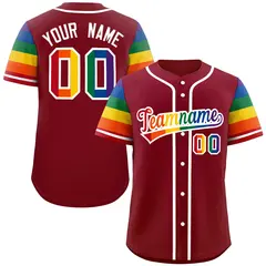 Crimson Rainbow Pride Month Raglan Baseball Jersey
