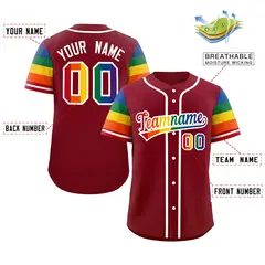 Crimson Rainbow Pride Month Raglan Baseball Jersey 2