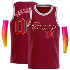 Crimson Red-Black Classic Casual Basketball Jersey