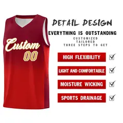 Crimson Red Gradient Basketball Jersey Sports Uniform 2