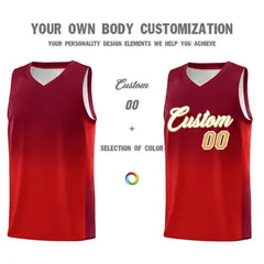 Crimson Red Gradient Basketball Jersey Sports Uniform 3