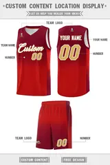 Crimson Red Gradient Basketball Jersey Sports Uniform 5