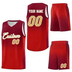 Crimson Red Gradient Basketball Jersey Sports Uniform 7
