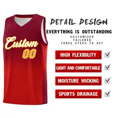 Crimson Red Gradient Basketball Jersey Sports Uniform 2