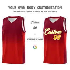 Crimson Red Gradient Basketball Jersey Sports Uniform 3