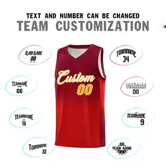 Crimson Red Gradient Basketball Jersey Sports Uniform 4