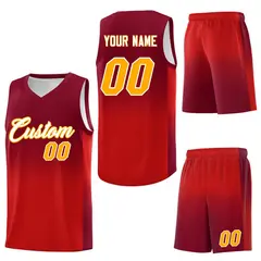 Crimson Red Gradient Basketball Jersey Sports Uniform 7