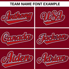 Crimson Red Gradient Ribbed Authentic Baseball Jersey 3