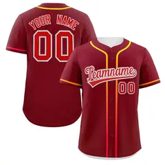 Crimson Red Gradient Ribbed Authentic Baseball Jersey