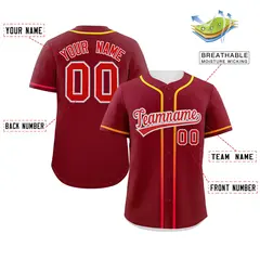 Crimson Red Gradient Ribbed Authentic Baseball Jersey 2