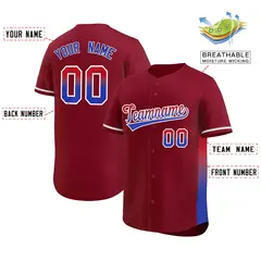 Crimson Red-Royal Gradient Font Side Baseball Jersey 2