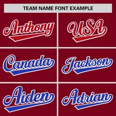 Crimson Red-Royal Gradient Font Side Baseball Jersey 3