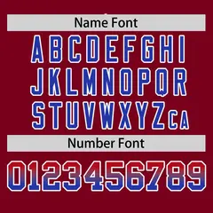 Crimson Red-Royal Gradient Font Side Baseball Jersey 4