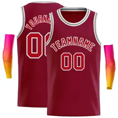 Crimson Red-White Classic Casual Basketball Jersey