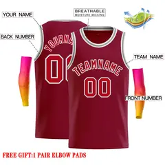 Crimson Red-White Classic Casual Basketball Jersey 2